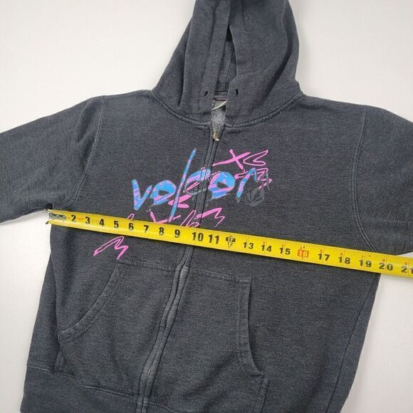 Vtg‎ Y2K Volcom Skate Full-Zip Distressed Hoodie Gray Women’s Medium 90s Grunge - Picture 8 of 9
